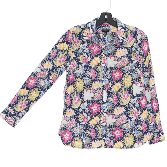 Talbots Womens Top Boho Cottage Preppy Coastal Grandma Floral Small Petite GS - Picture 5 of 5